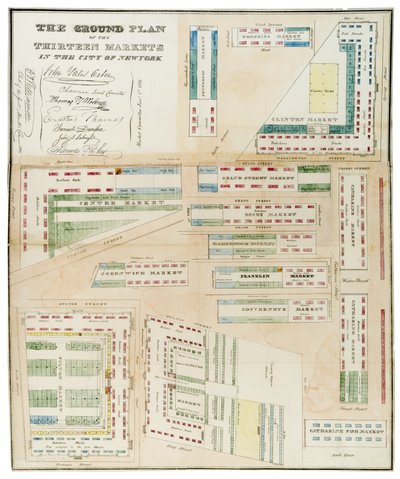 Ground Plan of the Thirteen Markets in the City of New York, 1833 by Anthony Imbert